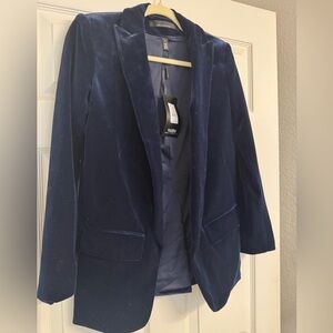 White House Black Market Velvet Blue Blazer - Size 00